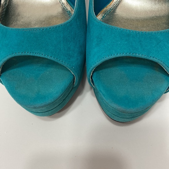 JustFab Women’s Size 10 “Ada” Platform Faux Suede Heels Pumps Peep Toe Preppy - Picture 11 of 16